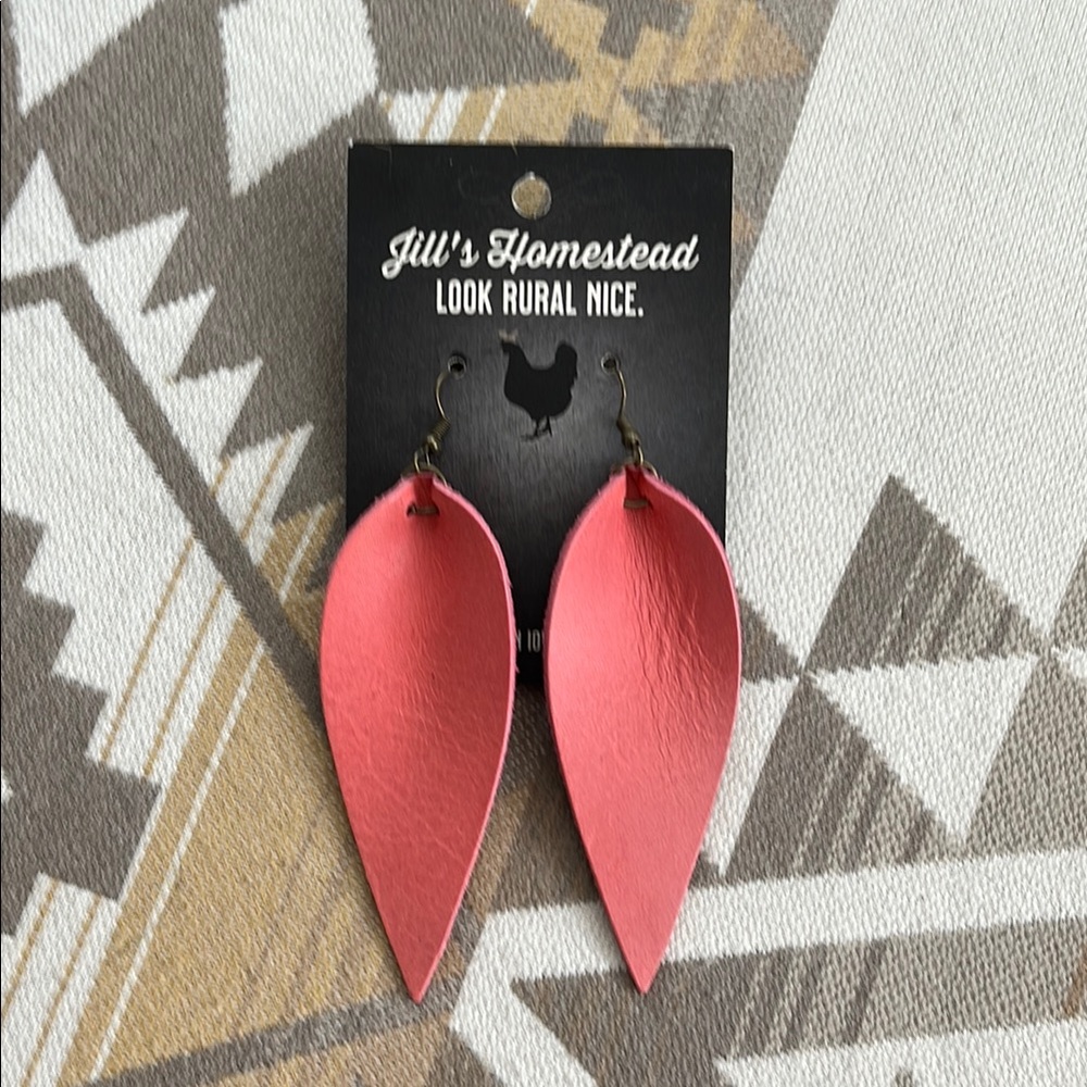 Pink Leather Earrings